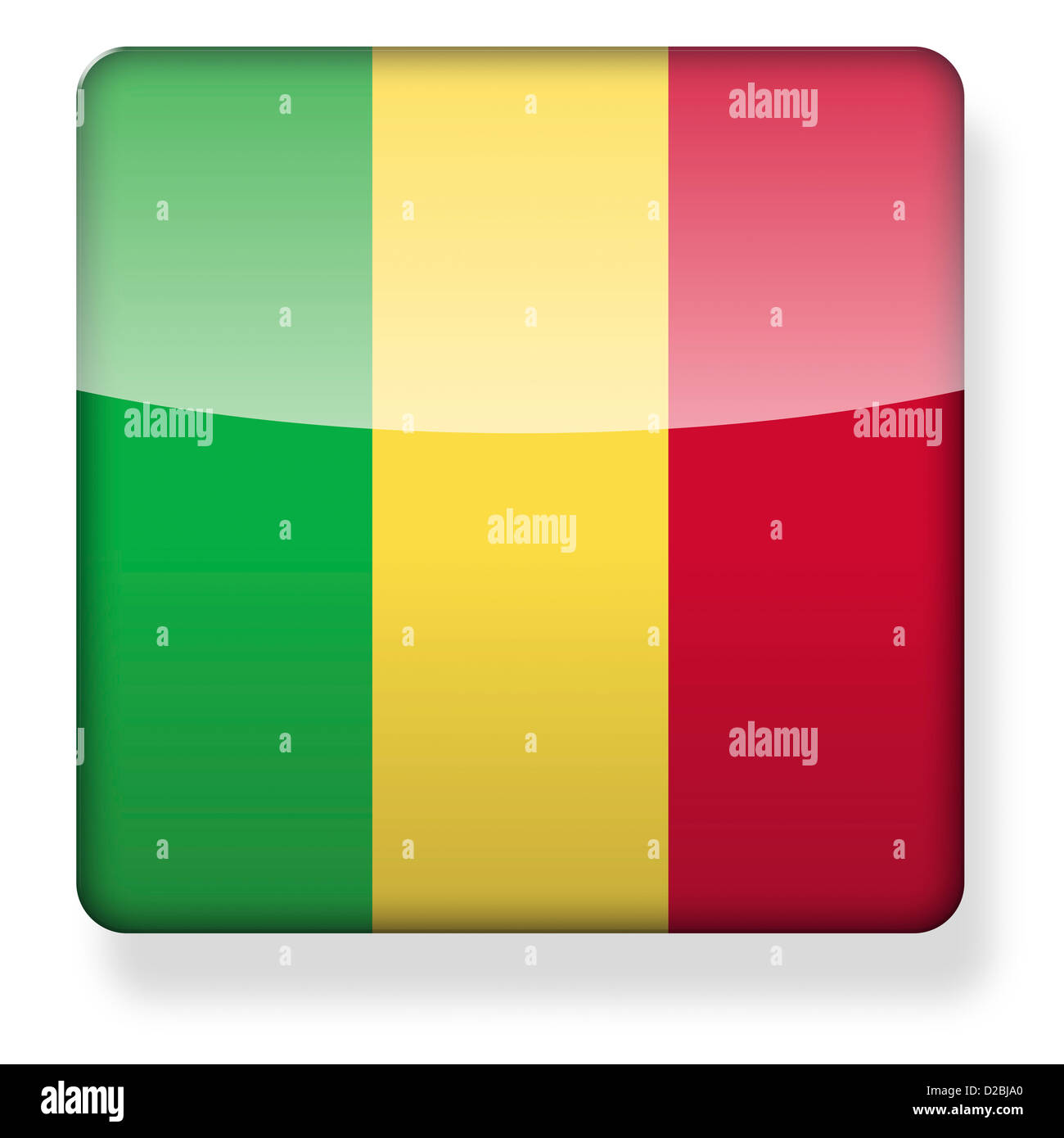 Mali drapeau comme une icône de l'application. Chemin de détourage inclus. Banque D'Images