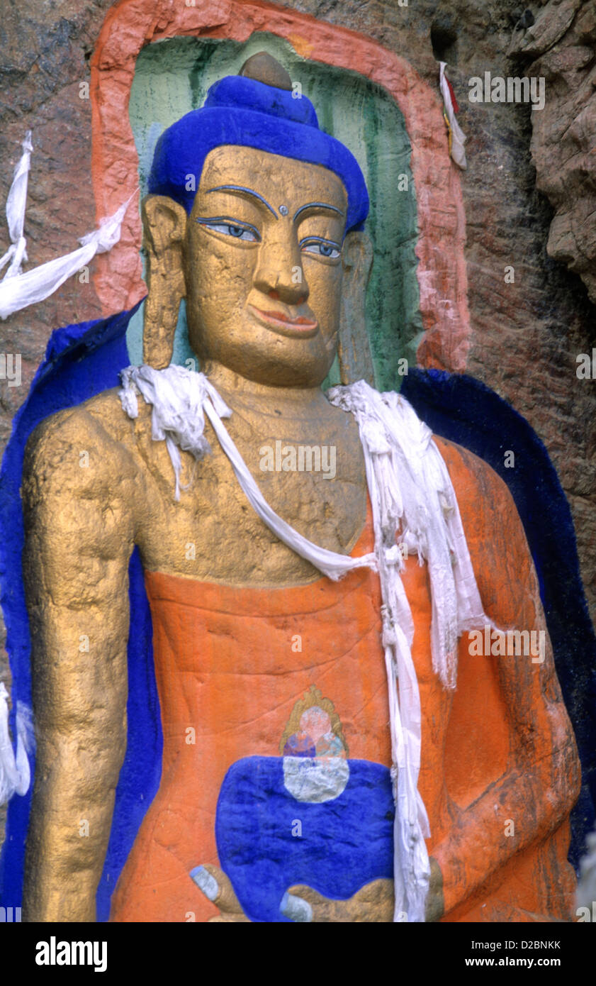 Peinture de Bouddha sur le Rock à Sâkyamuni en capitale de Lhassa, Tibet, Chine Banque D'Images