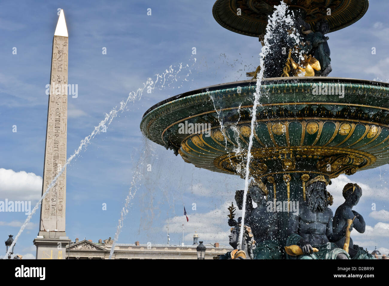 La fontaine de la rivière du Commerce et de la navigation, de la Place de la Concorde, Paris, France. Banque D'Images