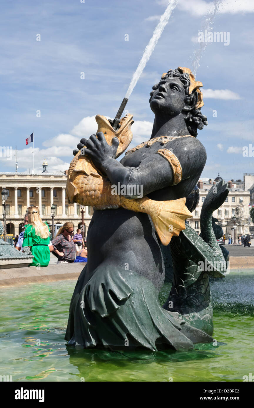 Fontaine de River de Commerce et de navigation, de la Place de la Concorde, Paris, France. Banque D'Images