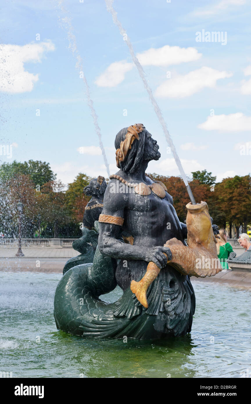 Fontaine de River de Commerce et de navigation, de la Place de la Concorde, Paris, France. Banque D'Images