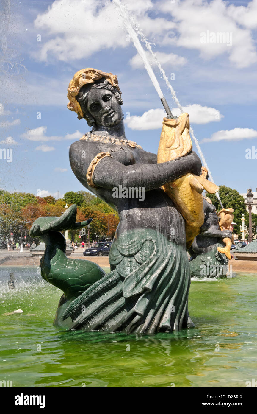Fontaine de River de Commerce et de navigation, de la Place de la Concorde, Paris, France. Banque D'Images