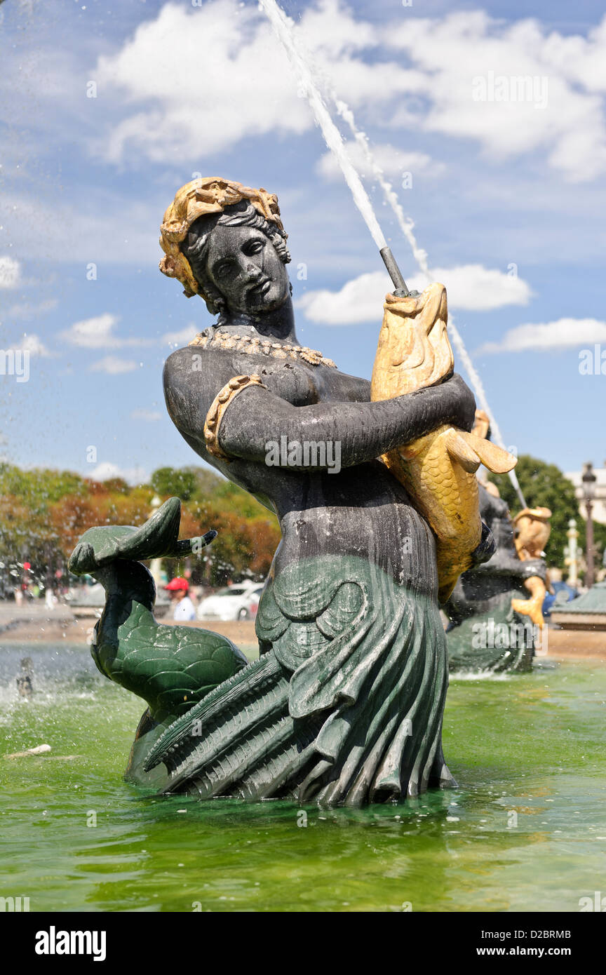 Fontaine de River de Commerce et de navigation, de la Place de la Concorde, Paris, France. Banque D'Images