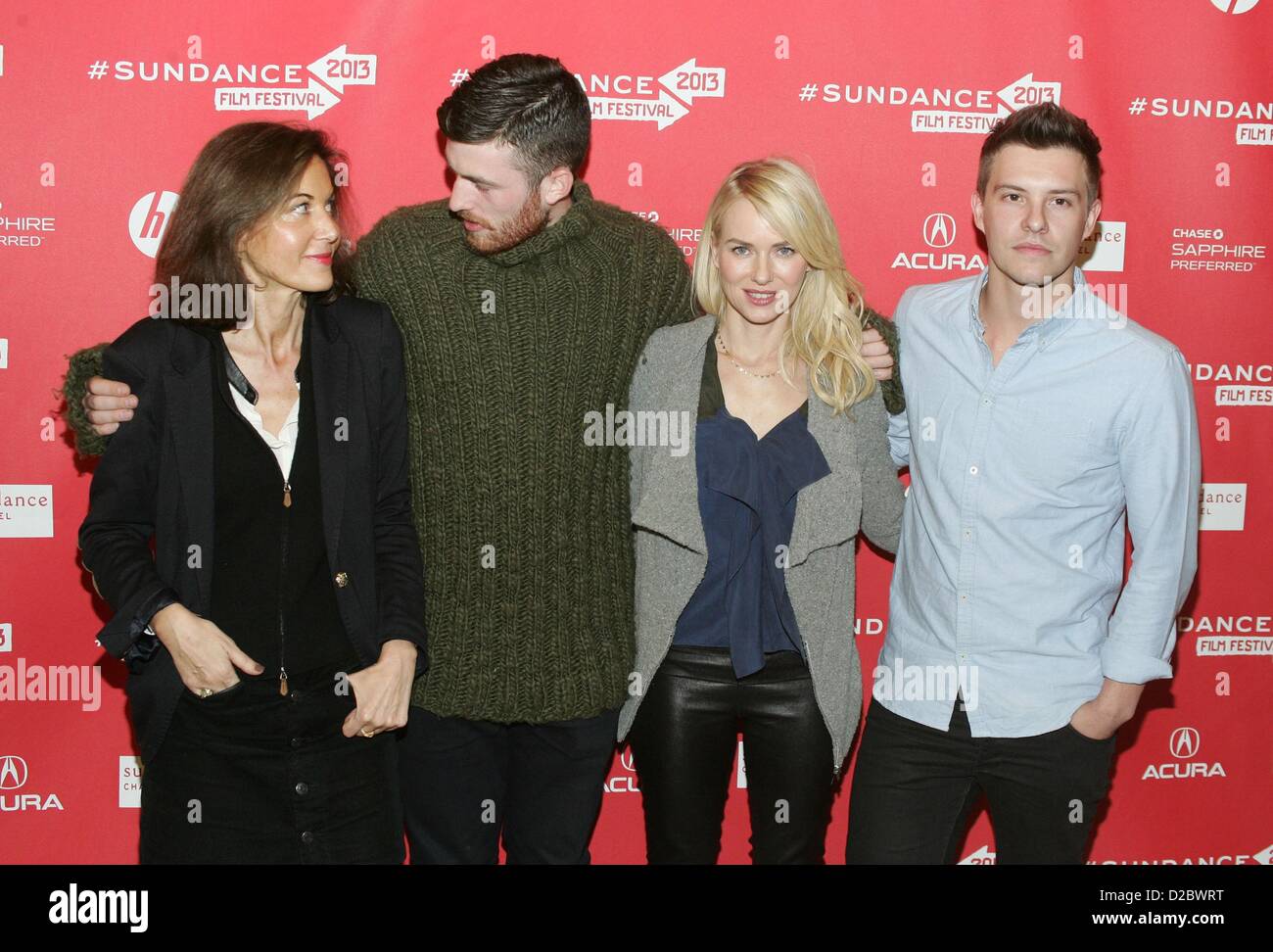 Anne Fontaine, James Frecheville, Naomi Watts, Xavier Samuel aux arrivées pour deux mères en première mondiale au Festival du Film de Sundance 2013, Théâtre Eccles, Park City, UT 18 Janvier, 2013. Photo par : James Atoa/Everett Collection Banque D'Images