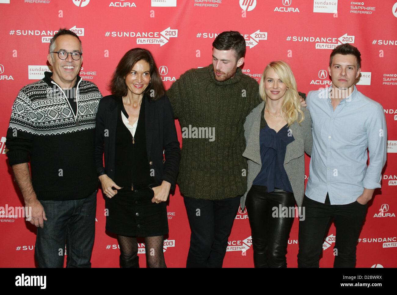 John Cooper, Anne Fontaine, James Frecheville, Naomi Watts, Xavier Samuel aux arrivées pour deux mères en première mondiale au Festival du Film de Sundance 2013, Théâtre Eccles, Park City, UT 18 Janvier, 2013. Photo par : James Atoa/Everett Collection Banque D'Images