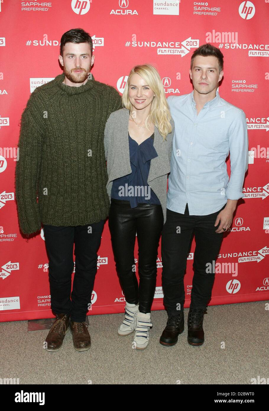 James Frecheville, Naomi Watts, Xavier Samuel aux arrivées pour deux mères en première mondiale au Festival du Film de Sundance 2013, Théâtre Eccles, Park City, UT 18 Janvier, 2013. Photo par : James Atoa/Everett Collection Banque D'Images