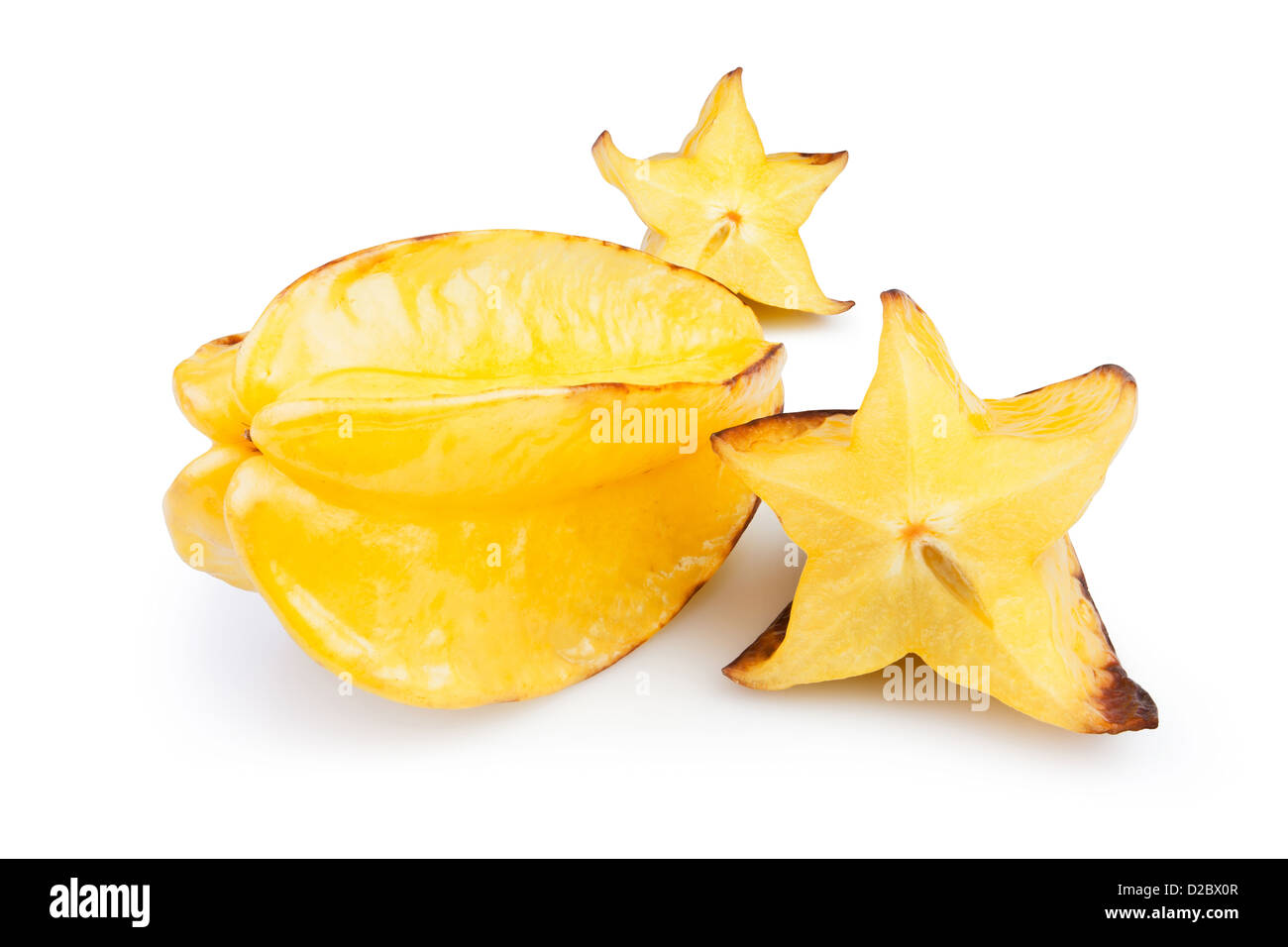 Carambole couper sur fond blanc Banque D'Images