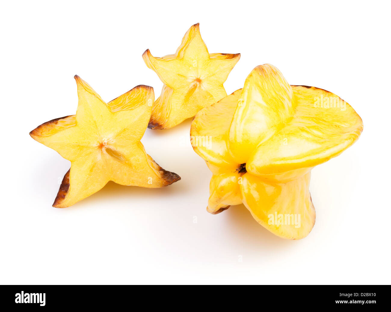 Carambole couper sur fond blanc Banque D'Images