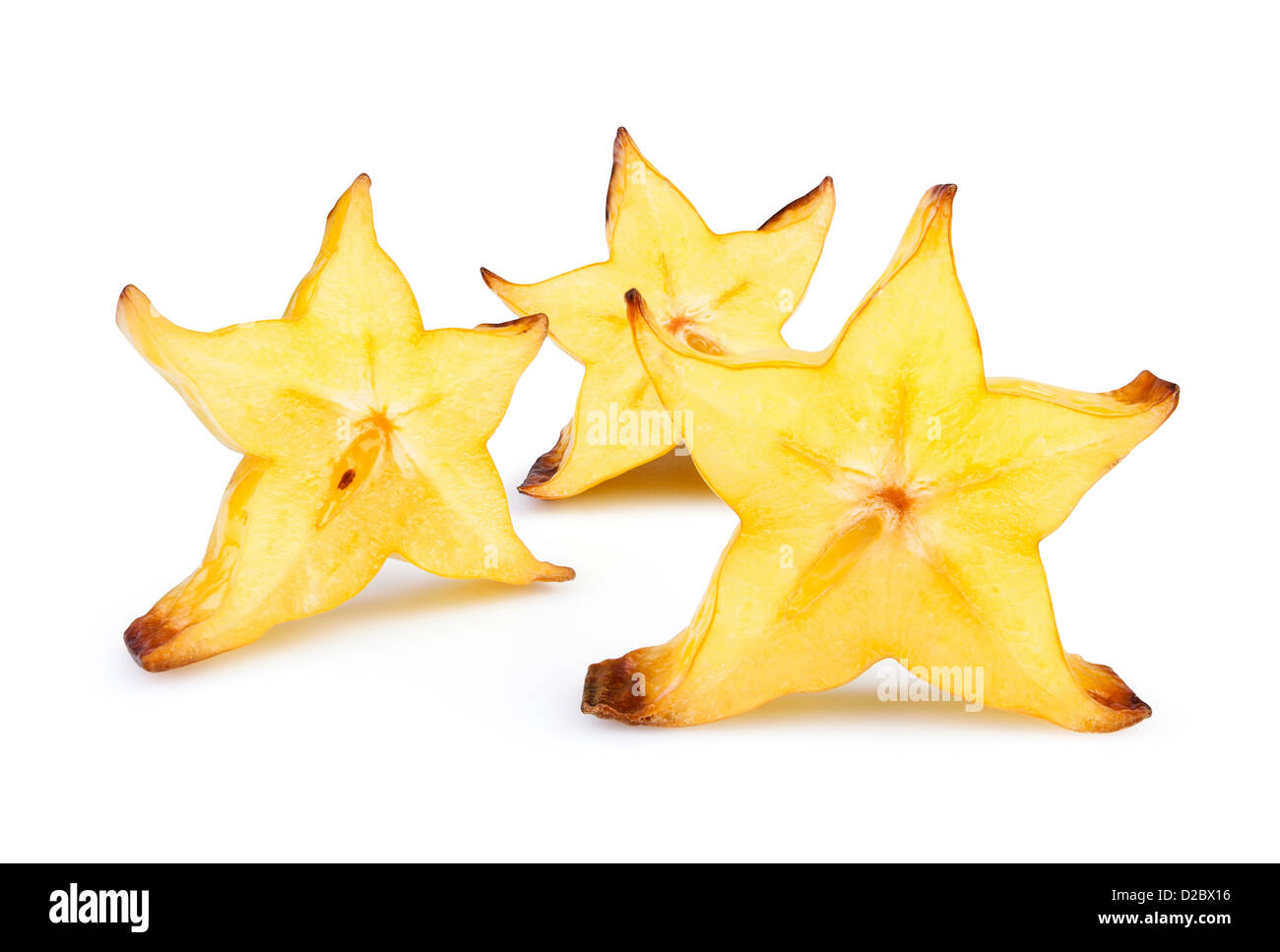 Carambole couper sur fond blanc Banque D'Images