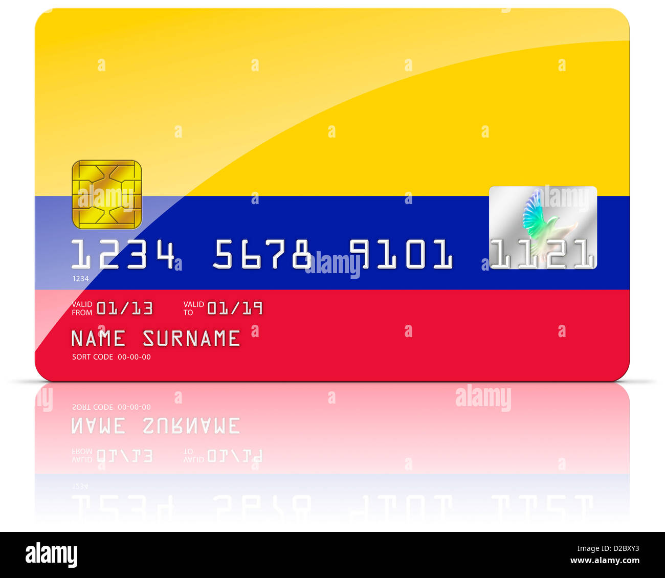 La Colombie d'une carte de crédit. Chemin de détourage inclus Banque D'Images