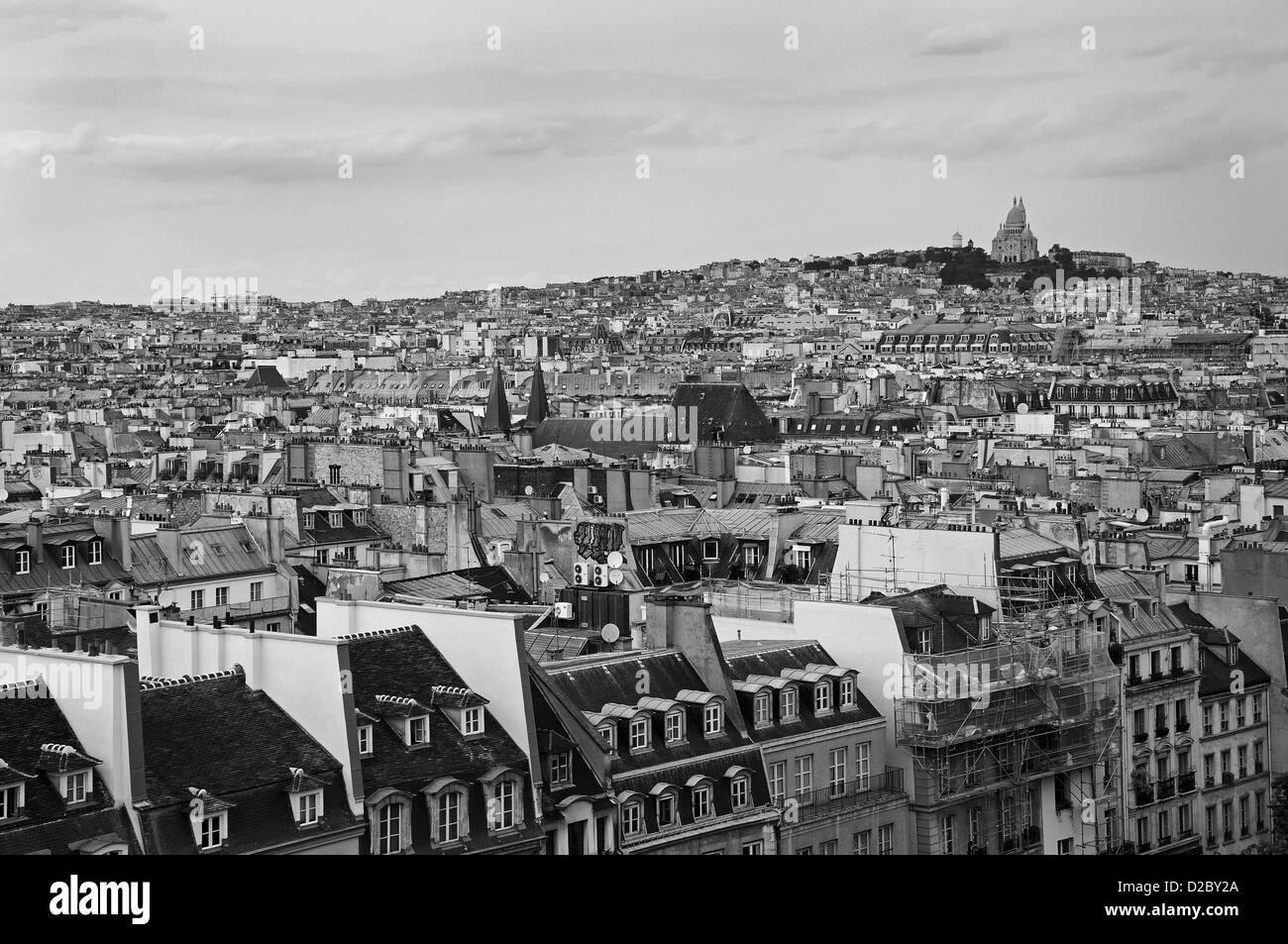 Vue depuis Pompidou musée de Montmartre à Paris, France. Banque D'Images