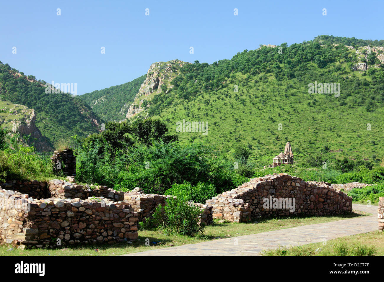 Ancien Site Bhangarh, Ruines de Bhangarh, Temple de Bhangarh Bhangarh, Rajasthan, Inde Banque D'Images