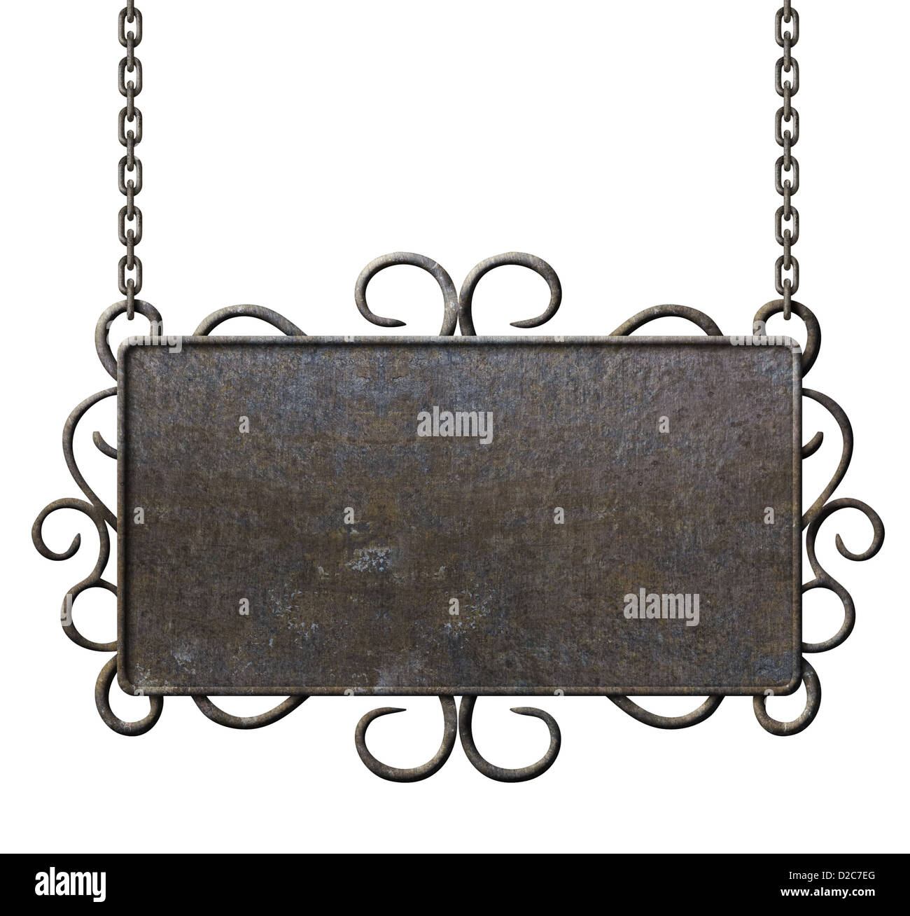 Metal pancarte accroché sur les chaînes isolées Banque D'Images