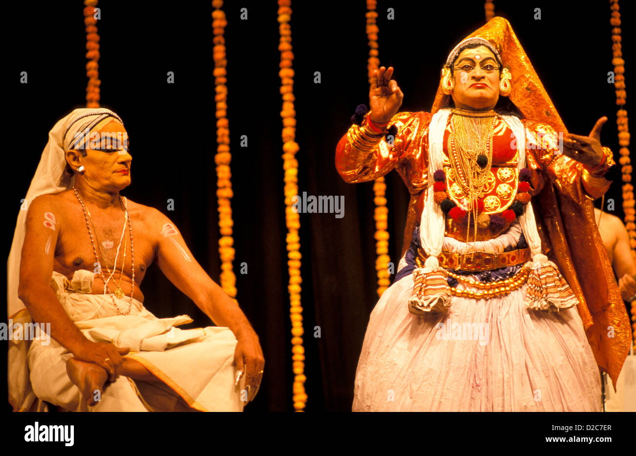 L'Inde, le Kerala, Kathkali. Naldamyanti Théâtre Danse Banque D'Images