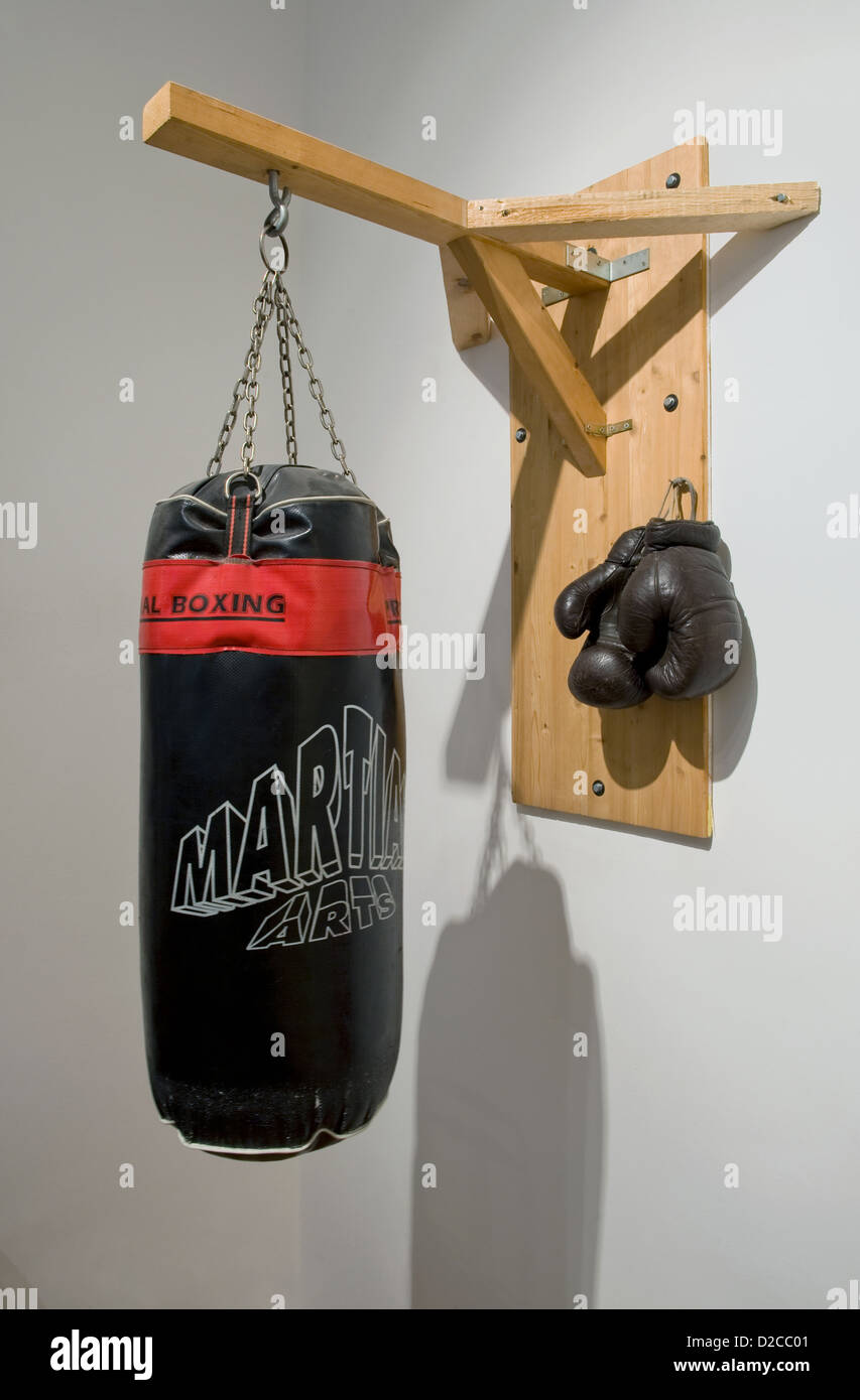 Berlin, Allemagne, des gants de boxe et sac de boxe pour l'entraînement de boxe Banque D'Images