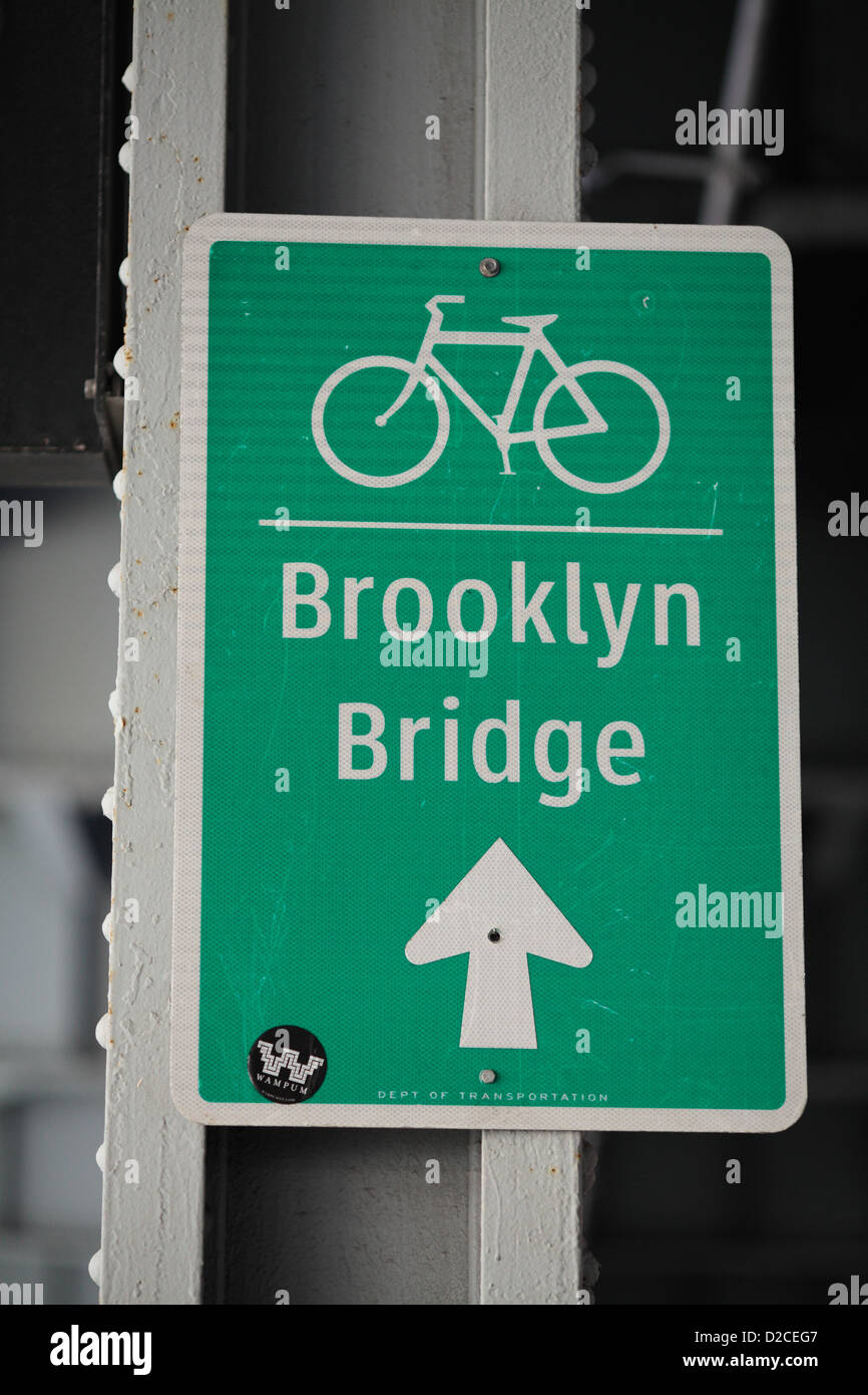 Pont de Brooklyn street sign, New York. Banque D'Images