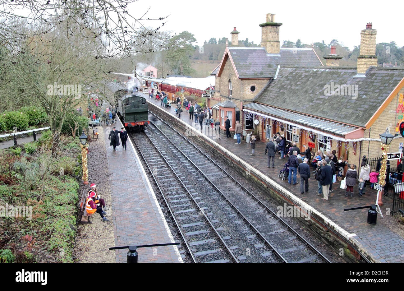 La gare de Santa à Arley Gare, Severn Valley Railway, Arley, Worcestershire, Angleterre, RU Banque D'Images