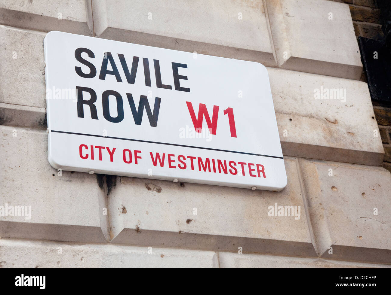 Plaque de rue, Savile Row, London, W1, au Royaume-Uni. Accueil sur mesure de la couture. Banque D'Images