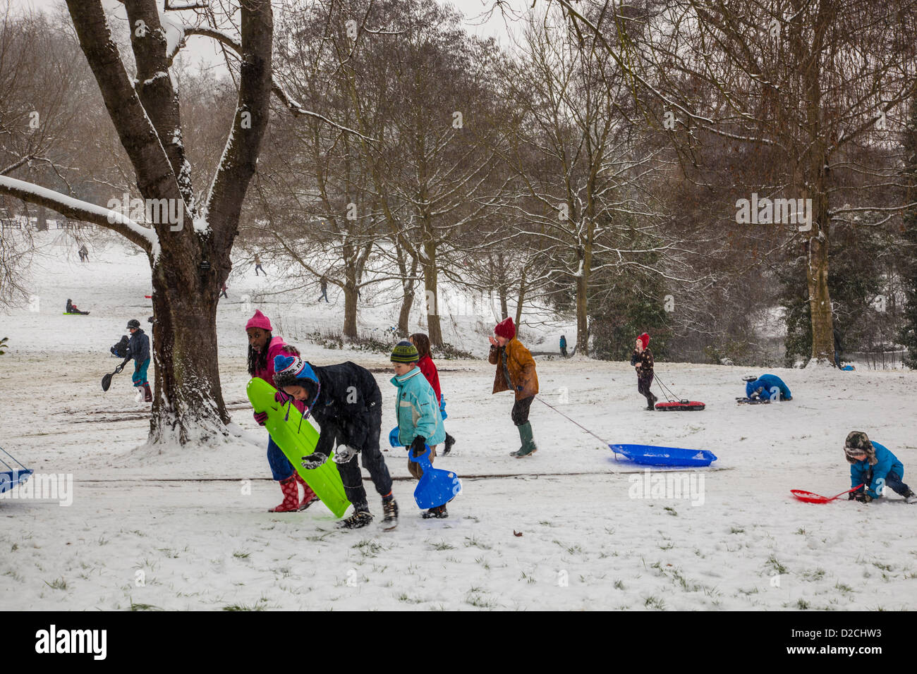 20 janvier 2013, Londres, Royaume-Uni. Waterlow Park au nord de Londres devient une féerie d'hiver, que la neige continue de tomber à travers le sud-est Banque D'Images