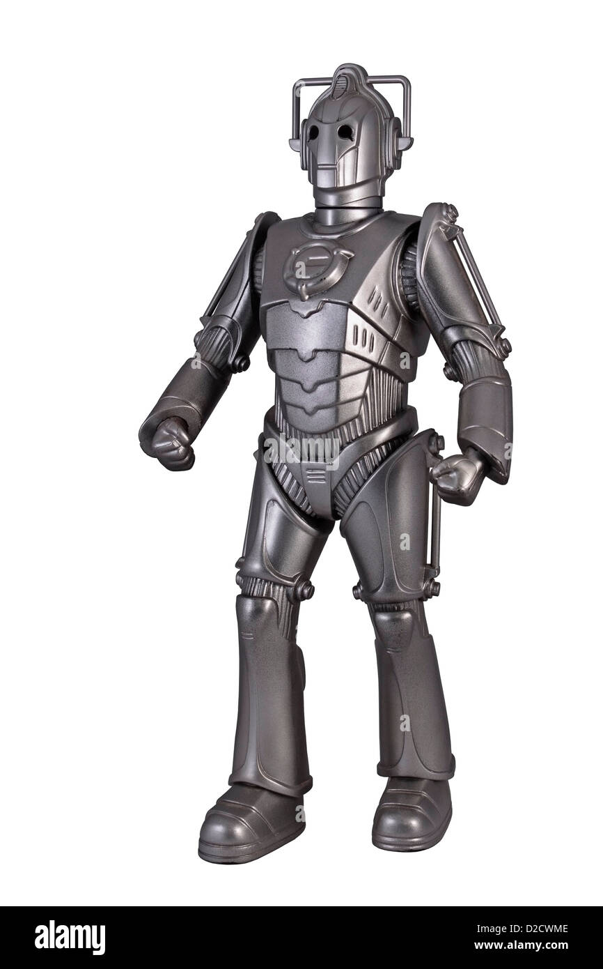 Cyberman Toy à partir de la BBC qui Dr programme isolé sur fond blanc Banque D'Images