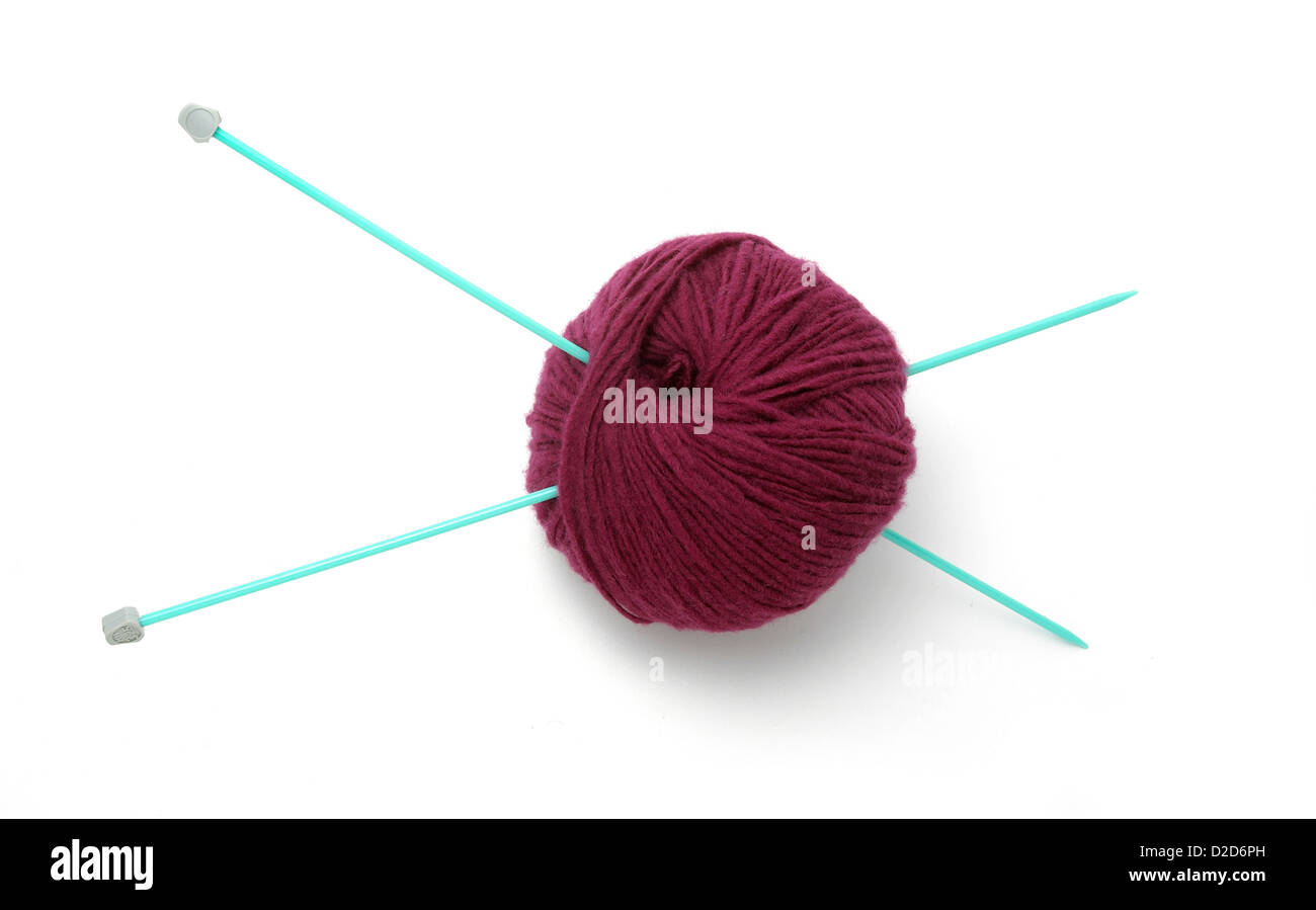 Balle de laine découper fond blanc Banque D'Images