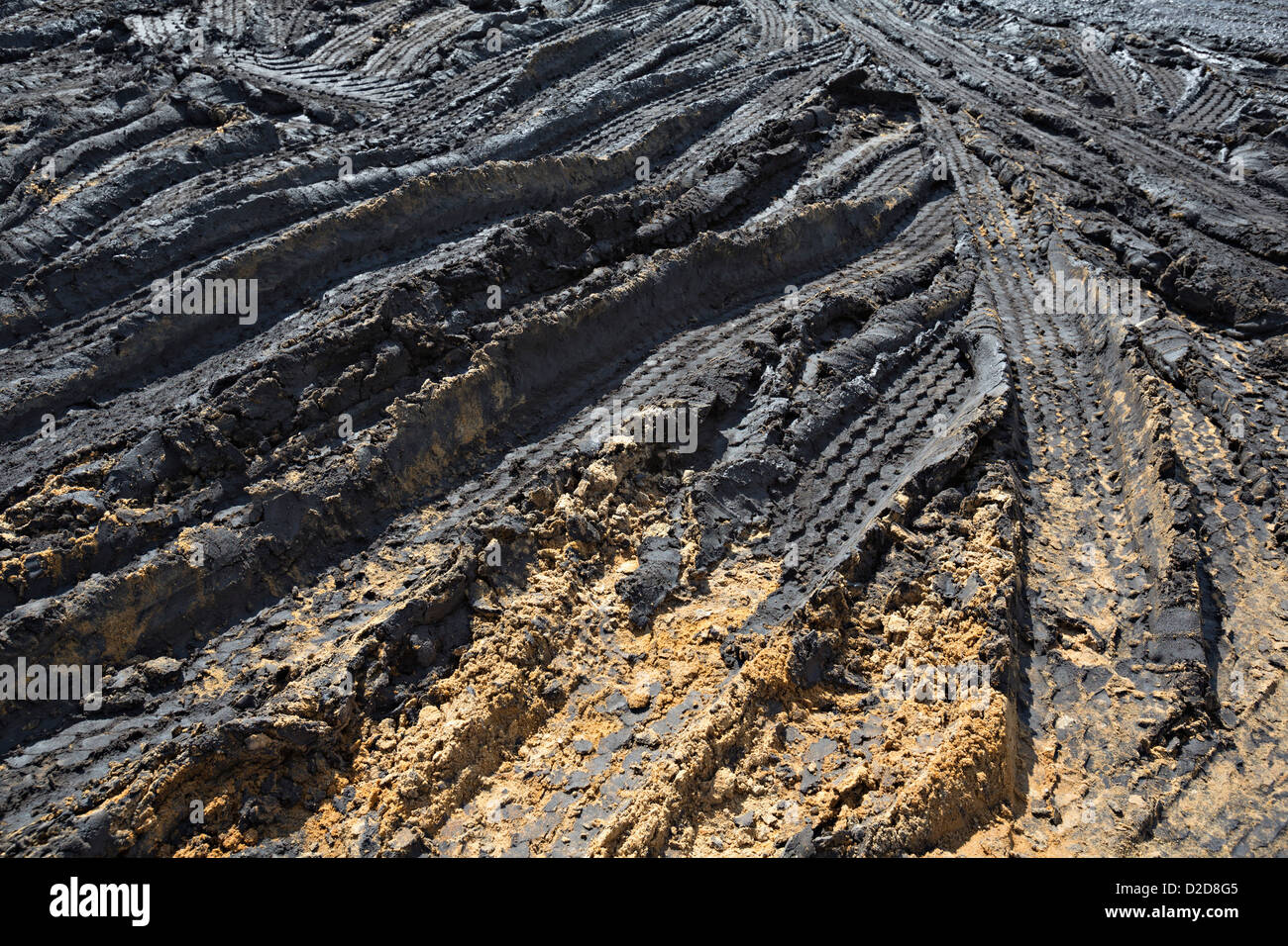 Pistes de véhicules de construction Banque D'Images