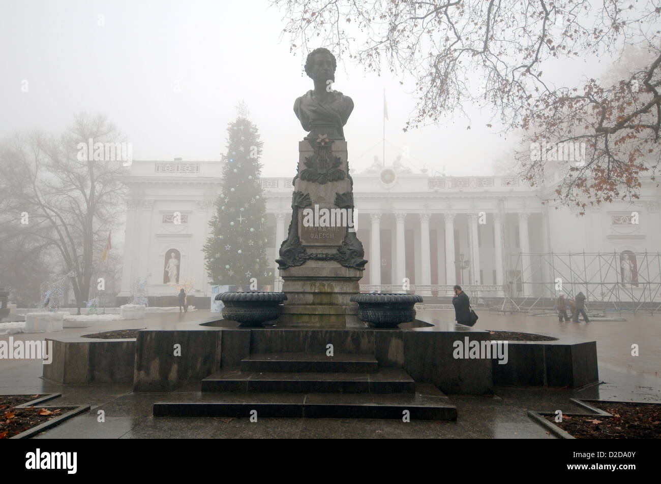 Alexandre Sergueïevitch Pouchkine Monument dans un brouillard, Odessa, Ukraine, Europe Banque D'Images
