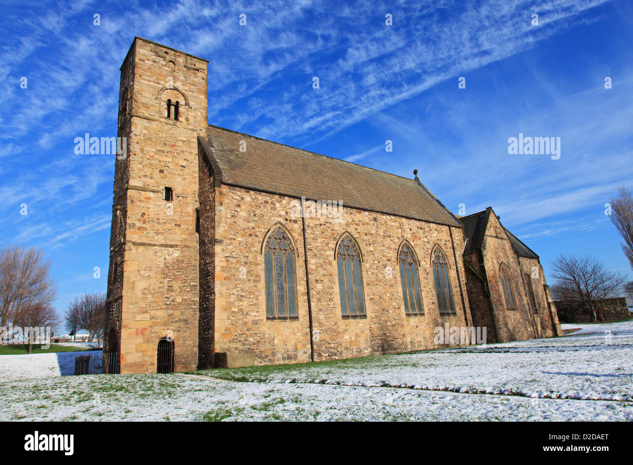 Une vue d'hiver de l'église Saint-Pierre Sunderland nord-est de l'Angleterre britannique Banque D'Images