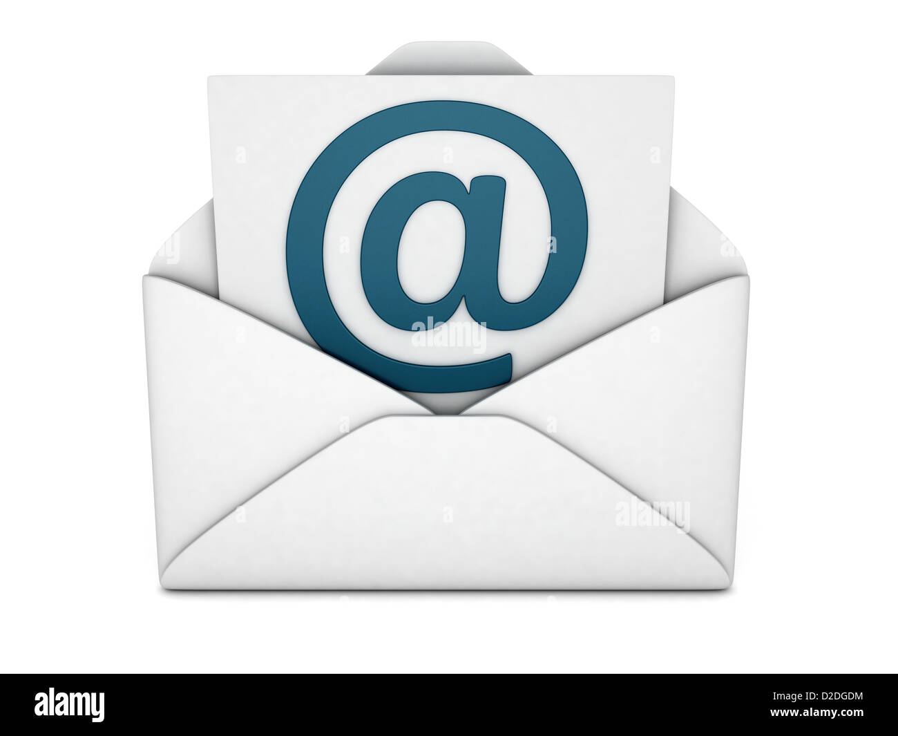 Email symbole blanc (fait en 3d) Banque D'Images