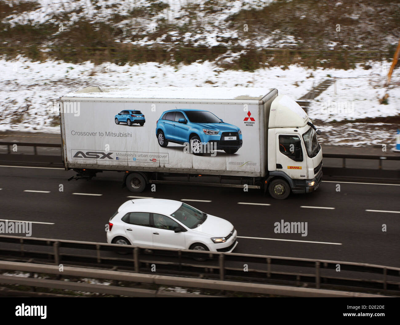 Le trafic poids lourds commerciaux sur l'autoroute M4 21 janvier 2013 Banque D'Images