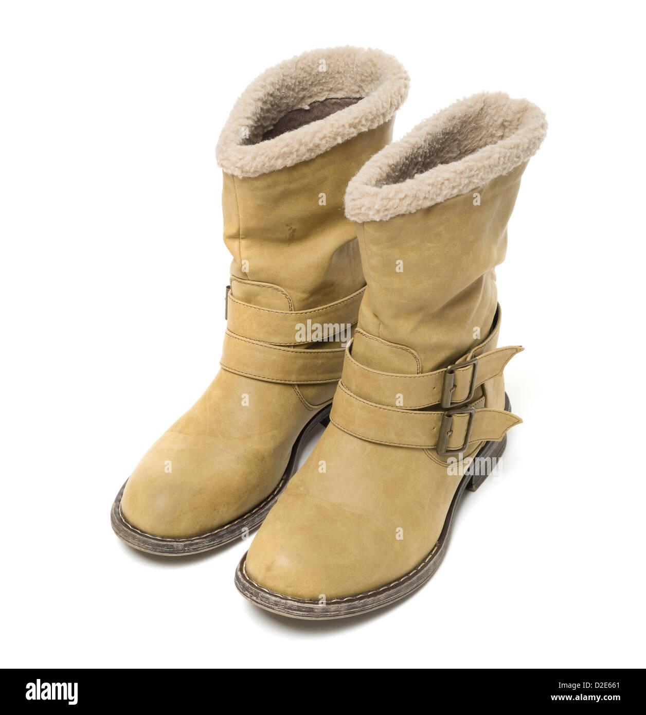 Une paire de hautes bottes d'hiver isolé sur fond blanc Banque D'Images