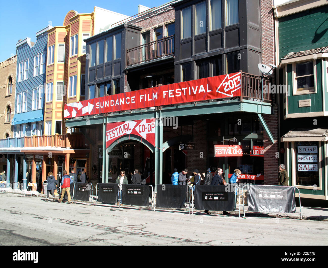 Park City, Utah, 19 janvier 2013 - Obtenez votre swag au Festival Co-Op sur Main Street à Park City pendant le Sundance Film Fes Banque D'Images