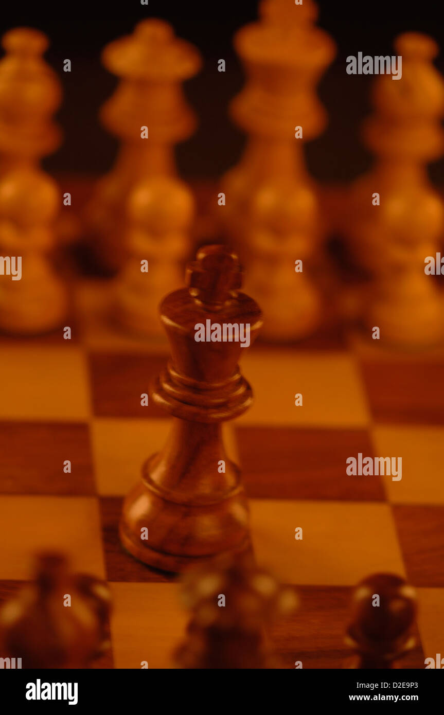Close-up des pièces d'échecs sur un échiquier Banque D'Images