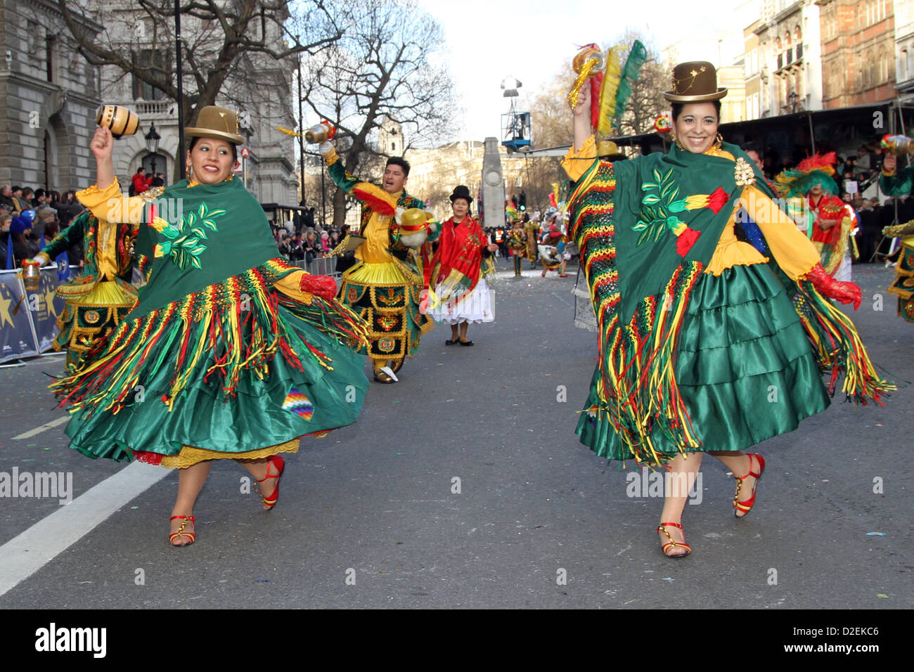 La Bolivie à la magique 2013 New Years Day Parade à Londres. Banque D'Images