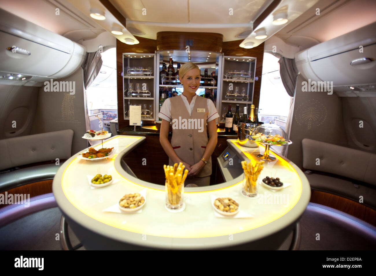 Airbus A380 Emirates Airways bar Banque D'Images