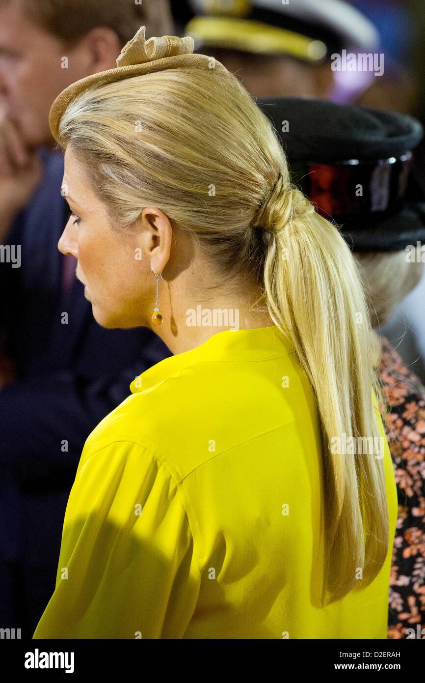 La princesse maxima des Pays-Bas visite le Brunei Shell siège à Seria, Brunei, 22 janvier 2013. La famille royale néerlandaise est sur un deux jours visite à Brunéi. Photo Photo : Patrick van Katwijk Pays-bas OUT Banque D'Images