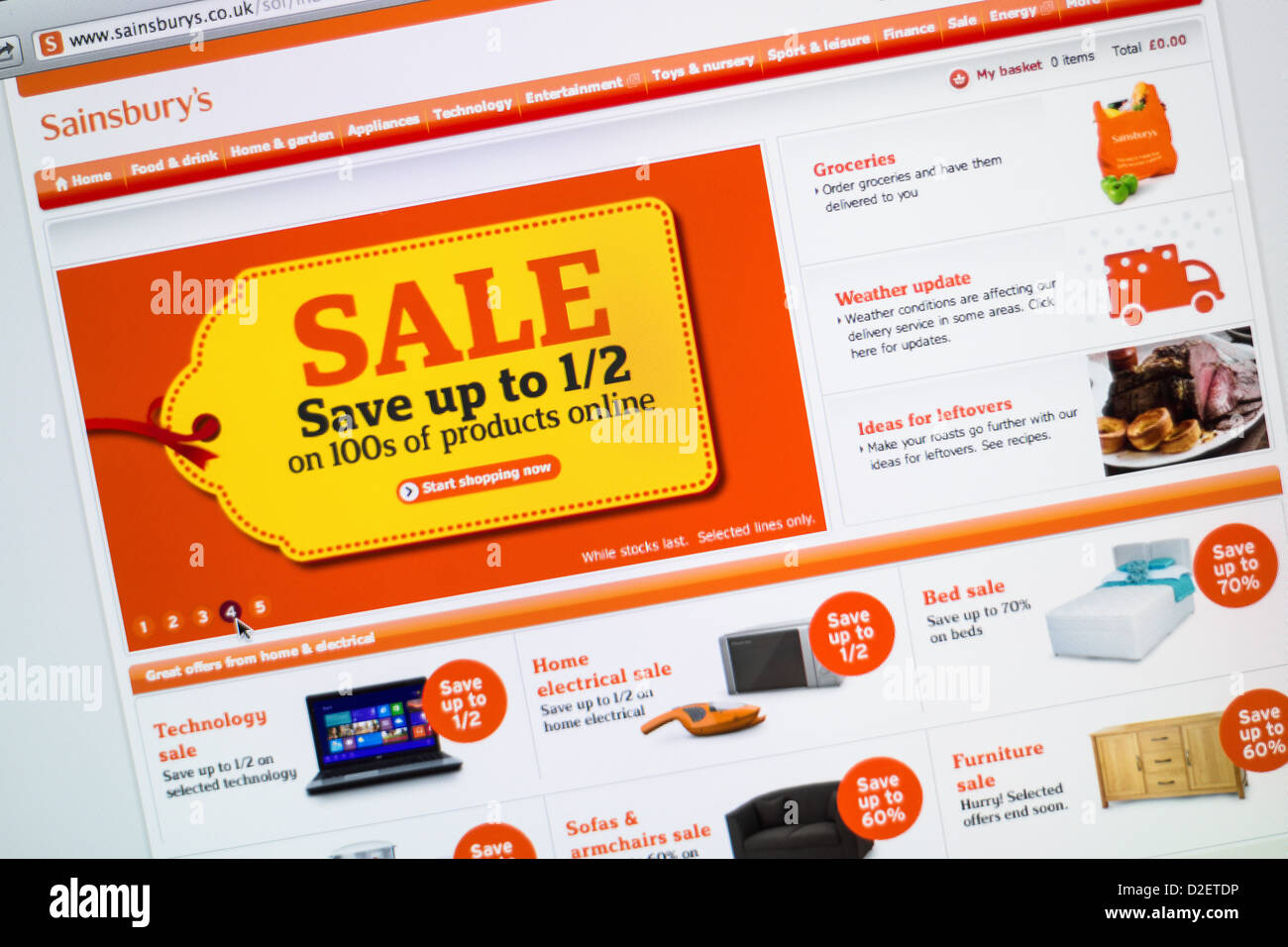 Sainsbury's logo et site web. Banque D'Images