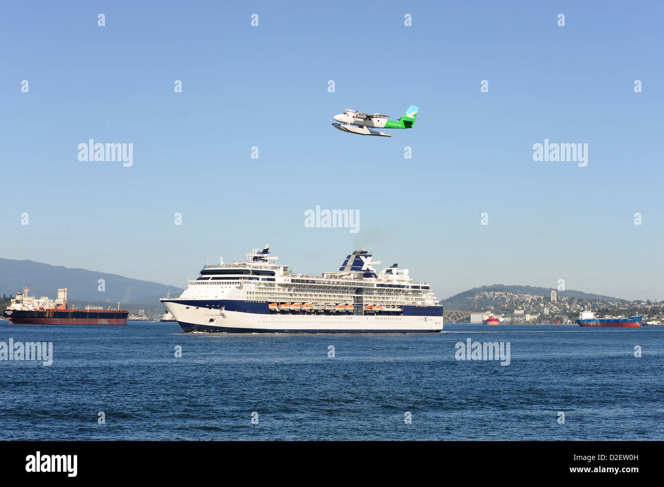 Celebrity Millennium de quitter Vancouver. Banque D'Images