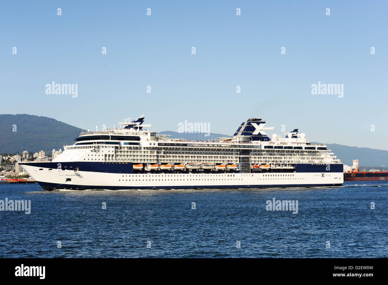 Celebrity Millennium de quitter Vancouver. Banque D'Images