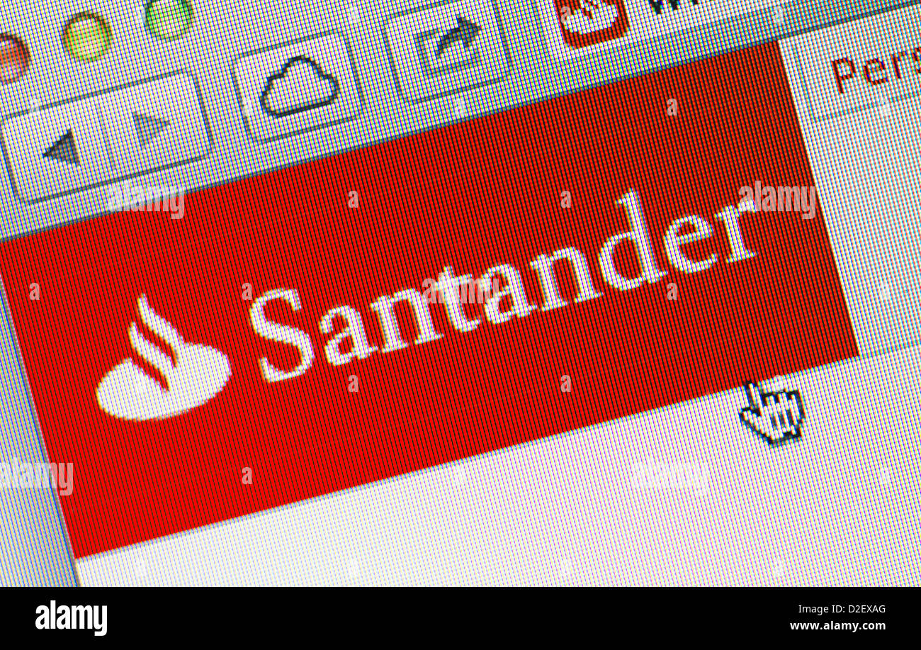 Le logo de la Banque Santander et le site web close up Banque D'Images