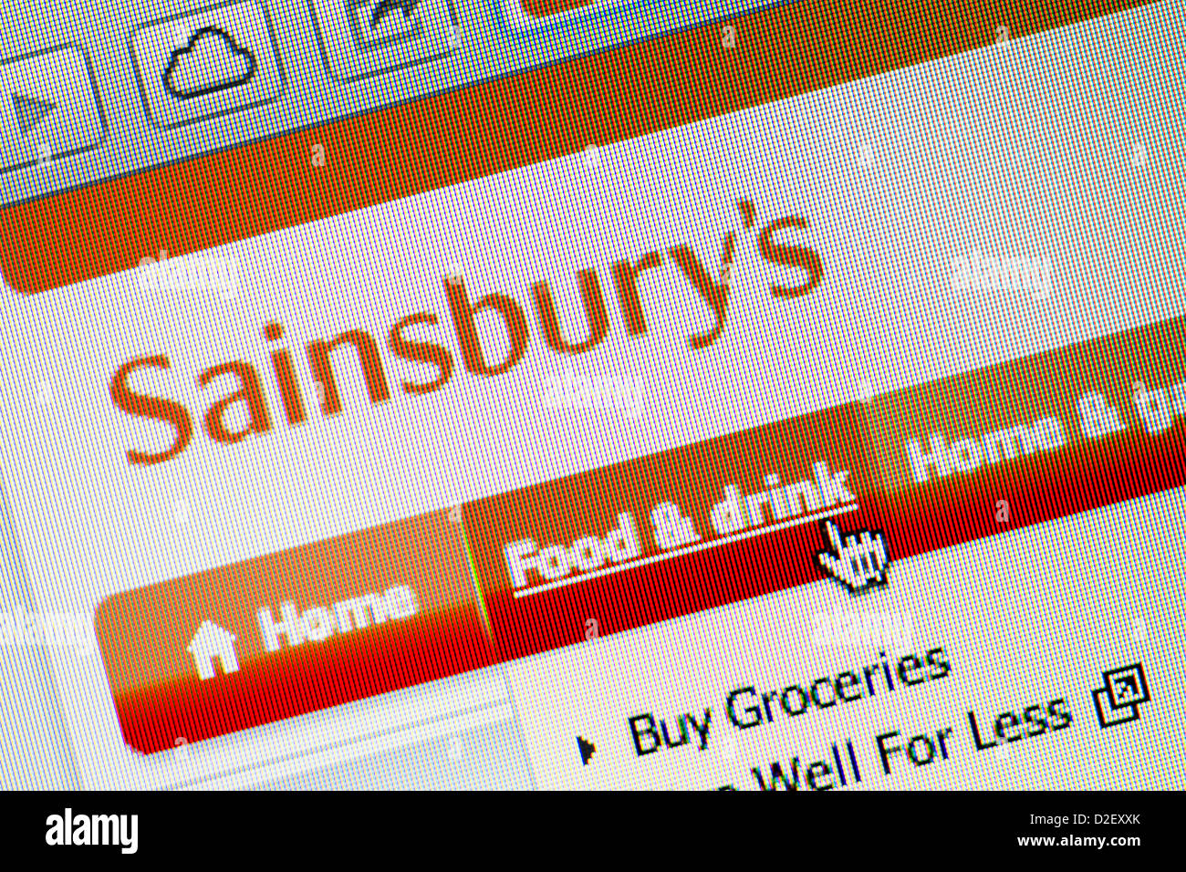 Logo et Sainsbury's website close up Banque D'Images