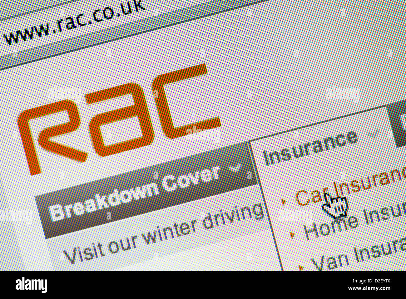 Le logo et le site web de RAC close up Banque D'Images