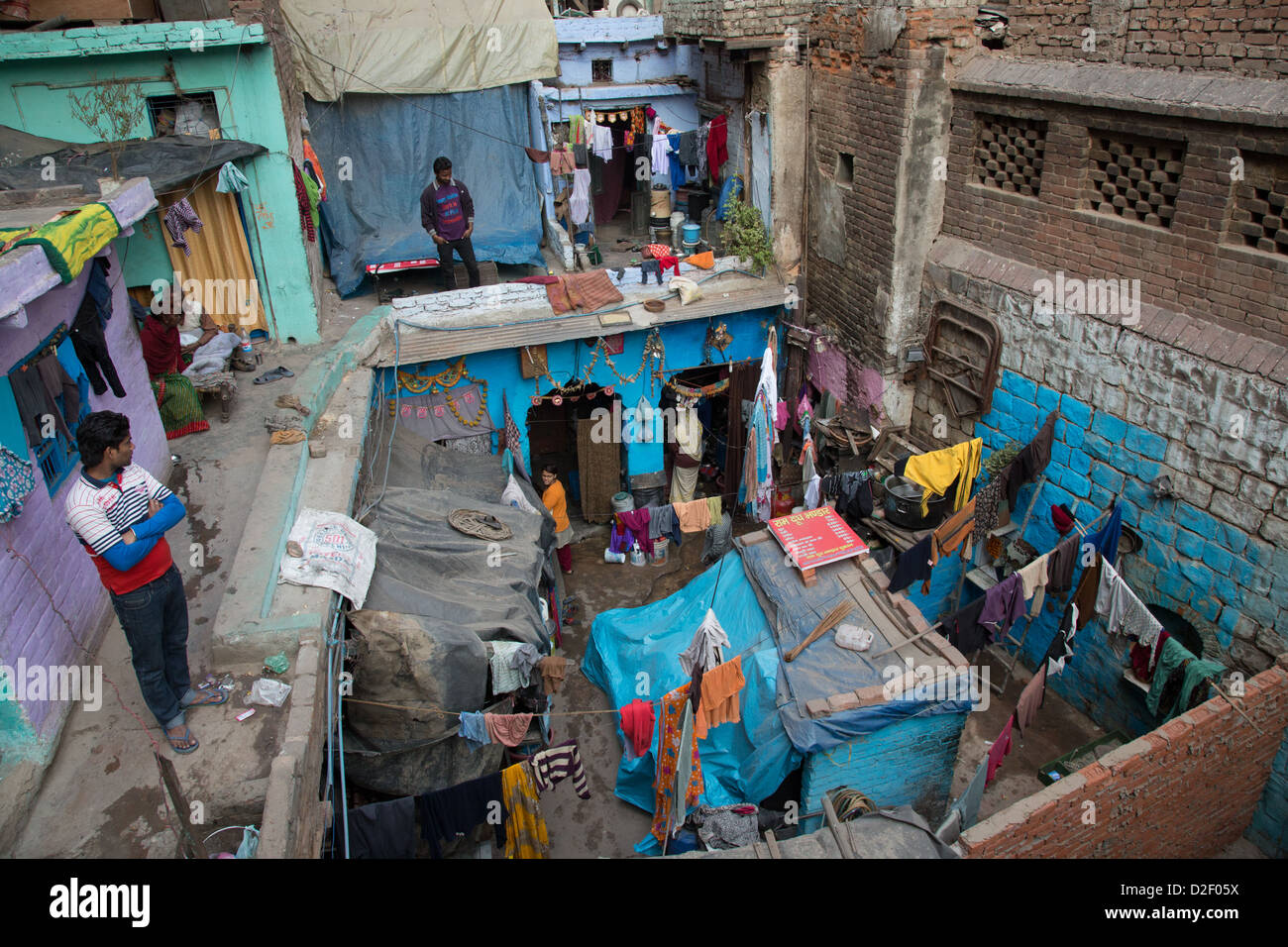 L'intérieur d'une ancienne haveli dans Old Delhi, Inde Banque D'Images