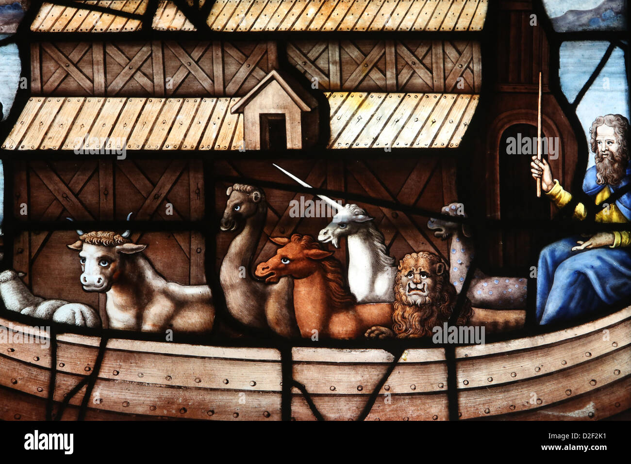 Saint Etienne du Mont church. Vitraux du 17ème siècle. Paris l'arche de Noé. La France. Banque D'Images Saint Etienne du Mont church. Vitraux du 17ème siècle. Paris l'arche de Noé. La France. Banque D'Images