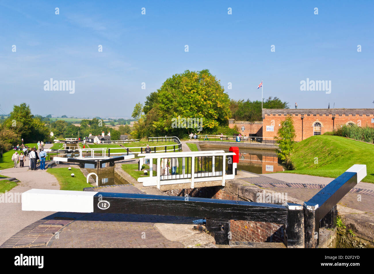 Vol historique de verrous à Foxton locks sur le Grand Union canal Leicestershire Angleterre UK GB EU Europe Banque D'Images