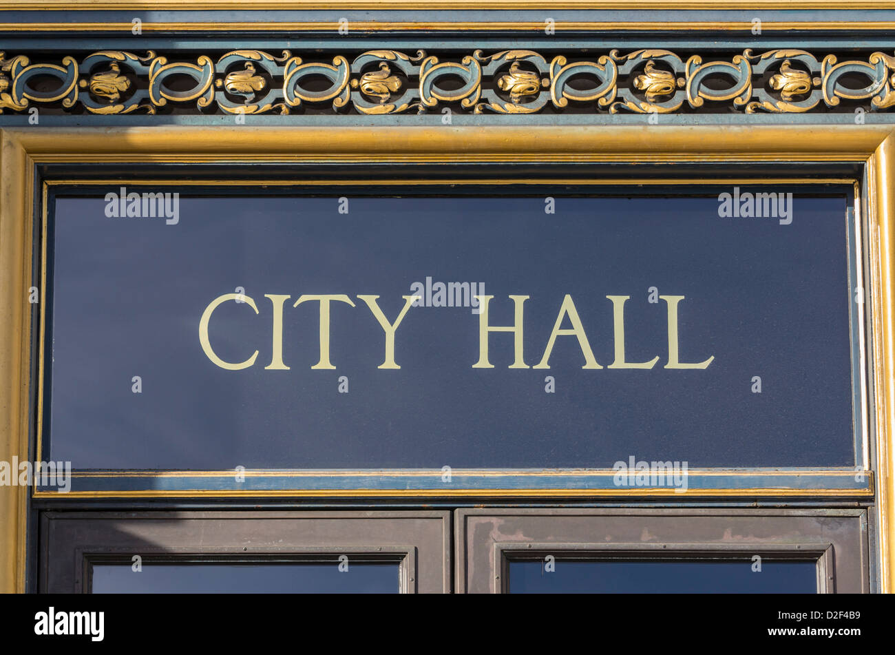 Signe de l'Hôtel de ville de San Francisco, en Californie. Banque D'Images