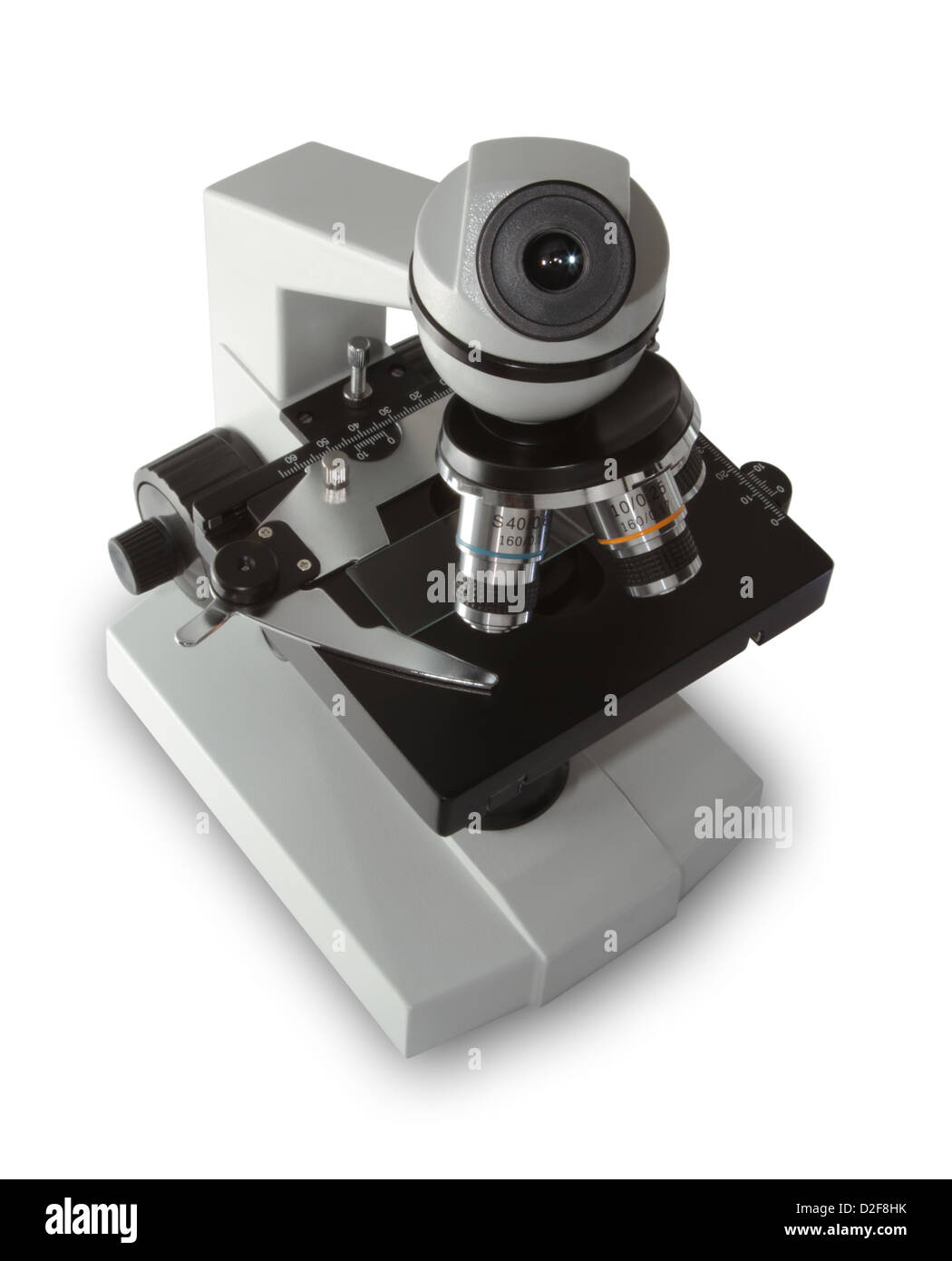 Microscope médical isolé sur fond blanc Banque D'Images