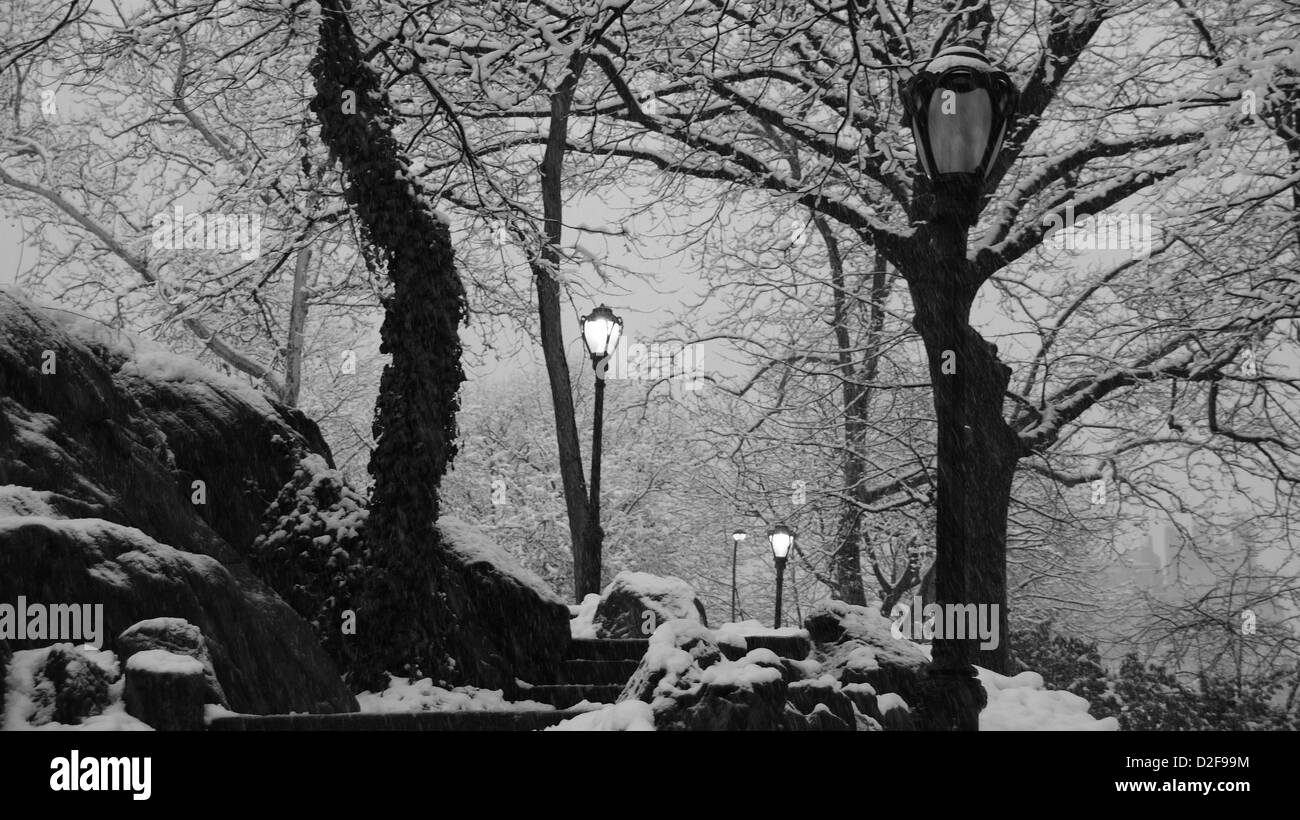 Maison new york hiver Banque d'images noir et blanc - Alamy