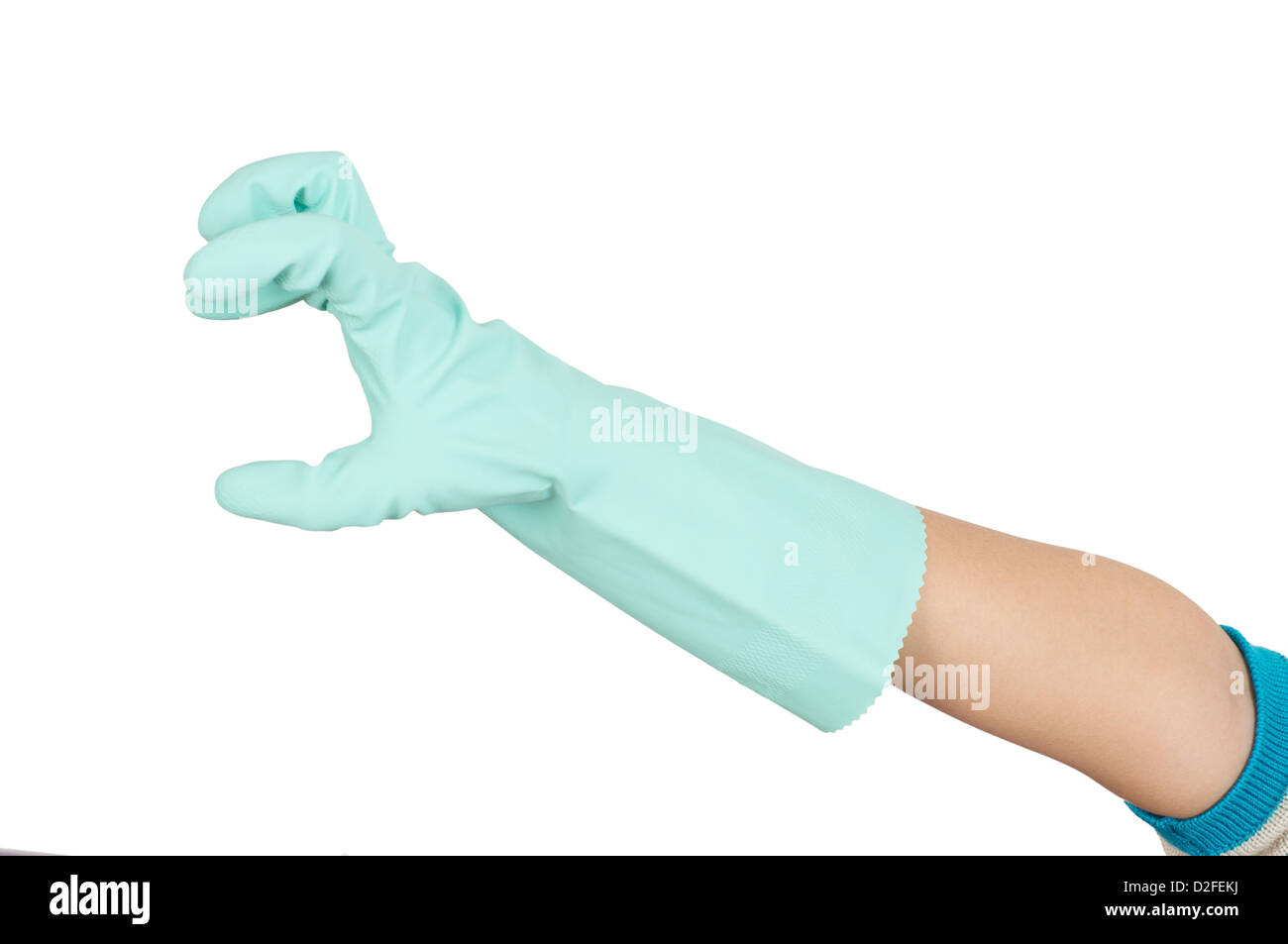 Les mains avec des gants de caoutchouc grab Banque D'Images