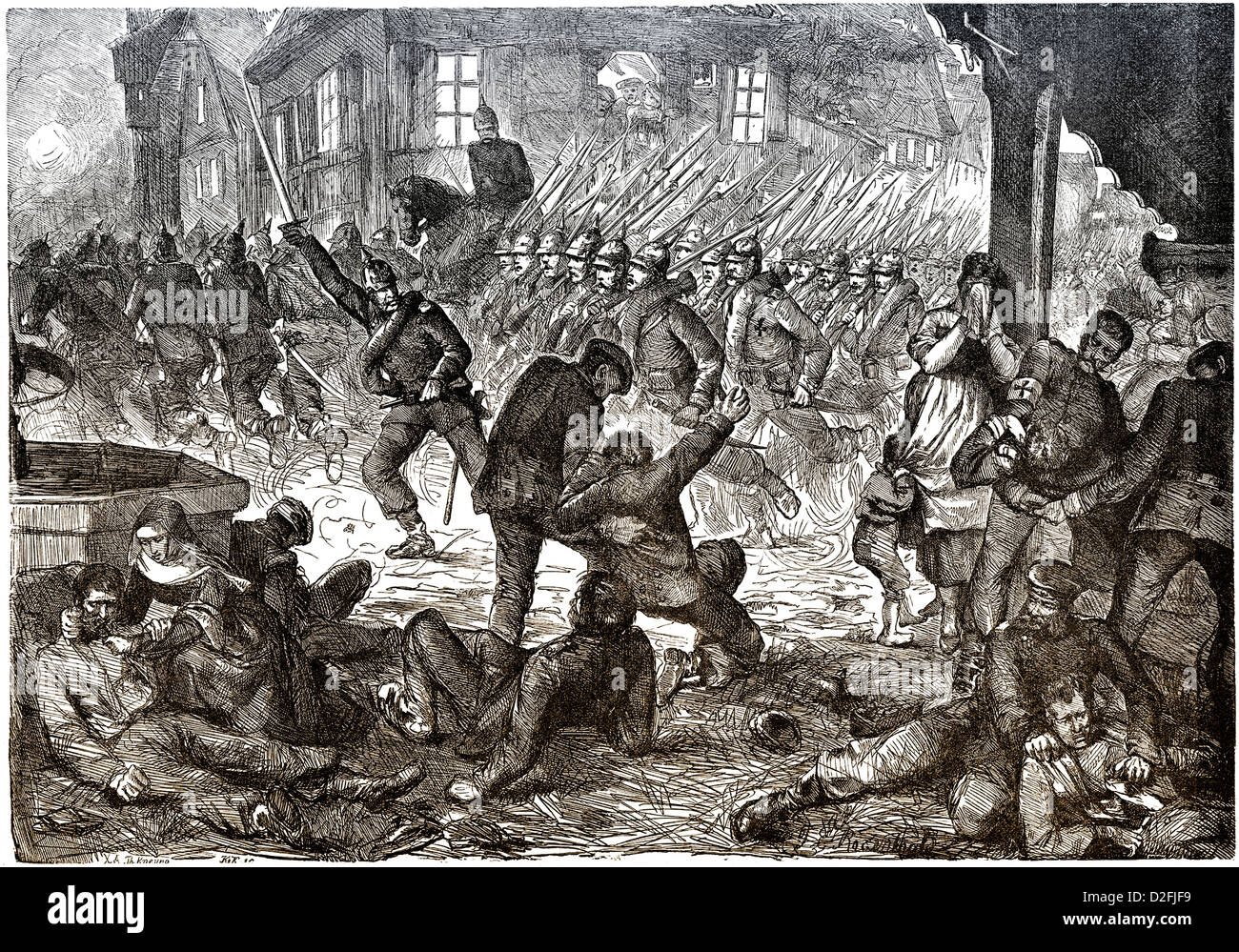 Scène de la bataille de Gravelotte le 16 août 1870, Guerre franco-prussienne ou guerre franco-allemande, 1870-1871 Banque D'Images